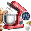 BioloMix BM602E 5L Kitchen Stand Mixer, 1200W 11-Speeds DC Motor, Digital OLED Screen, Low Noise, with Dough Hook, Flat Beater and Whisk