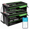 LANPWR 24V 100Ah LiFePO4 Battery with Bluetooth 5.0, 2560Wh Energy, 4000+ Deep Cycles, Built-in 100A BMS