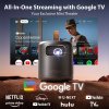 [Google TV Certified] ETOE Dolphin DLP Projector, 500 ANSI Lumens, Native 1080P, 4K UHD Video Decoding, Auto Focus & Keystone, Dual-Band Wi-Fi, Netflix / YouTube / Prime Video Preinstalled