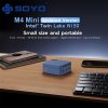 SOYO M4 Mini Mini PC, Intel N150 4 Core Max 3.6GHz, 12GB LPDDR5 RAM 512GB SSD, 2*HDMI + DP 4K Triple Display, WiFi 5 Bluetooth 5.0, 3*USB3.2, 2*RJ45, 1*Type-C, 1*Audio Jack