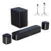 Ultimea Aura A30 5.1 Soundbar + 1 * Pair Steady 310 Speaker Stands, App Control, 10 Bands Equalizer Settings, 121 Preset EQ Matrices