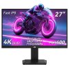 TITAN ARMY P2712V Gaming Monitor,  27 inch Fast IPS, 3840×2160@160Hz & 1920×1080@320Hz, HDR400, 12 Scenario Modes, Game Assist, 1ms GTG Response Time, Dynamic OD, RGB Gaming Lighting, Low Blue Light, 2*HDMI 2.1, 2*DP 1.4, 1*Audio