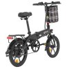 DYU A1F Pro Folding Electric Bike, 250W Motor, 36V 7.5Ah Battery, 16*1.75-inch Tire, 25km/h Max Speed, 40km Max Range, Front & Rear Disc Brakes, LCD Display