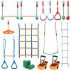 Detská prekážková dráha 2×65 ft slackliny, nosnosť 500lbs, 12 prekážok