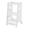 Stolička pre deti, 3 úrovne, bambus, zábrana, nosnosť 350LBS, biela