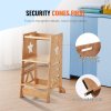 Stolička veža pre deti, 3 výšky, bambus, zábradlie, do kuchyne, 350LBS