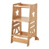Stolička veža pre deti, 3 výšky, bambus, zábradlie, do kuchyne, 350LBS