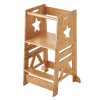 Stolička veža pre deti, 3 výšky, bambus, zábradlie, do kuchyne, 350LBS