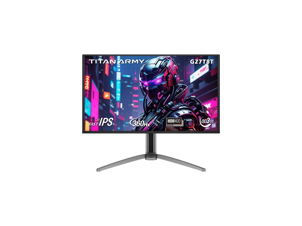 TITAN ARMY G27T8T Gaming Monitor, 26.5-inch 2560*1440 QD-OLED Screen, 360Hz Refresh Rate, 0.03ms GTG, 1000 nits, HDR 400, Adaptive-Sync, Game Assist, 65W Type-C Charging, Dual Speakers, Ambient Light, 2*HDMI 2.1 1*DP 1.4 1*USB-A 1*USB-B 1*Audio