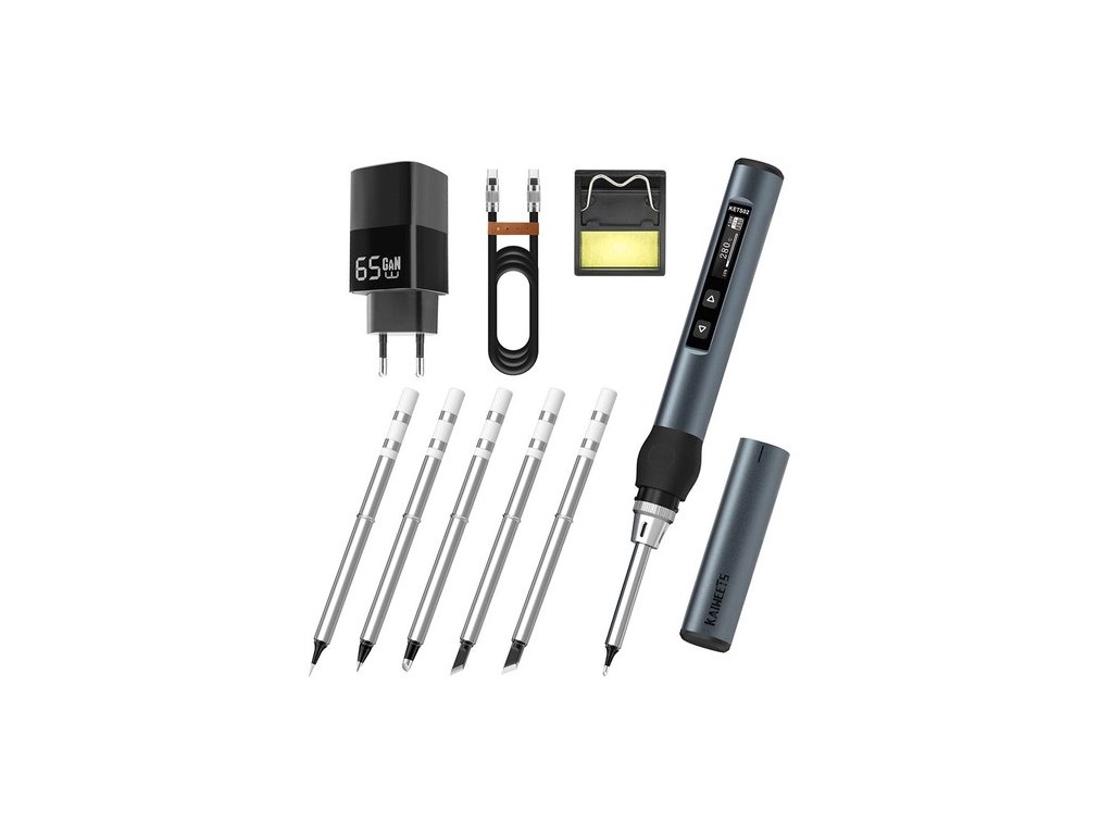 KAIWEETS KETS02 Smart Digital Soldering Iron Kit, 9-20V Operating Voltage, Precise Temperature Control, Sleep Mode, Child Lock, OLED Display Screen
