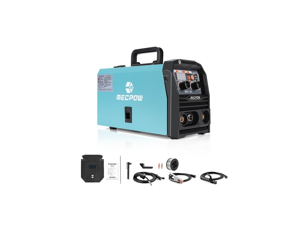 Mecpow MIG120 Gasless Welder, 110/220V, MIG/MMA/LIFT TIG 3 in 1, Overheating/ Overcurrent/ Overload/Over-Voltage Protection, LCD Display