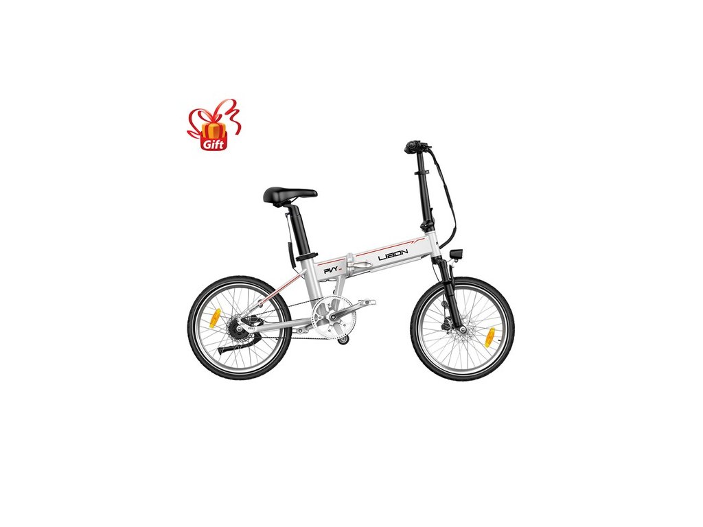 PVY LIBON Lightweight Electric Bike 500W Motor 36V 10.4Ah + 10Ah 260km Range 20*2.5-inch Tire Hydraulic Brake Shock Absorption Fork, Torque Sensor Carbon Belt Color LCD Display Smart APP International Version - Silver