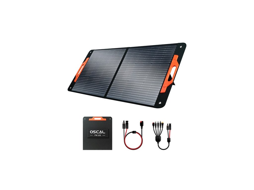 Blackview Oscal PM100 Foldable Solar Panel, IP65 Waterproof, with Type-C QC3.0, USB Output and 5-in-1 Cable