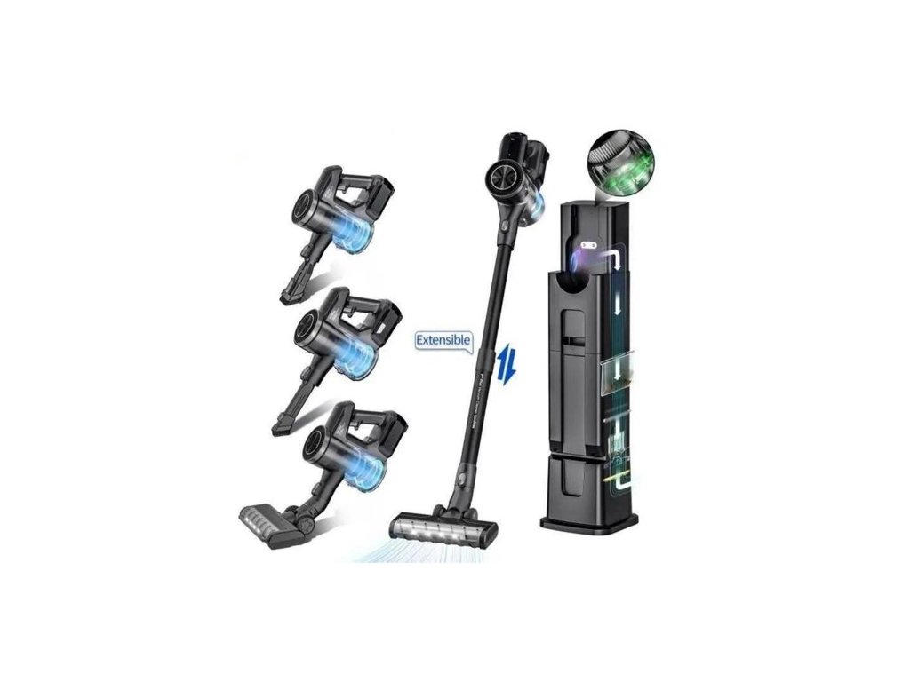 Yanhama P7 PLUS Stick Vacuum Cleaner, 25kPa Powerful Suction, 60min Runtime, Built-in Charging Dustbin, 5-Stage Filtration & One-Touch Emptying, Ideal for Hard Floors, Carpets & Pet Hair