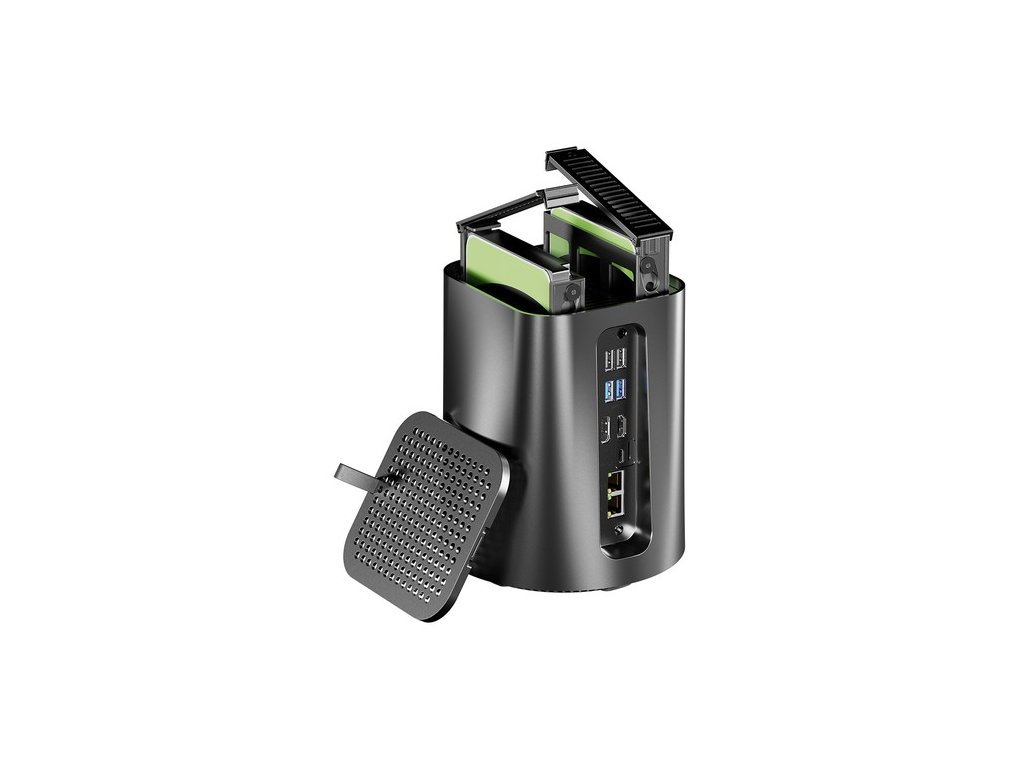 AOOSTAR R7 NAS Mini PC, AMD Ryzen 7 5825U 8 Cores Max 4.5GHz, 32GB DDR4 RAM 1TB SSD, HDMI+DP+Type-C Triple 4K Display, WiFi 6 Bluetooth 5.2, 2*USB3.0, 2*USB2.0, 2*2.5G RJ45, 1*TF Card Slot, 1*3.5mm Audio, Dual-fan Cooling - EU Plug