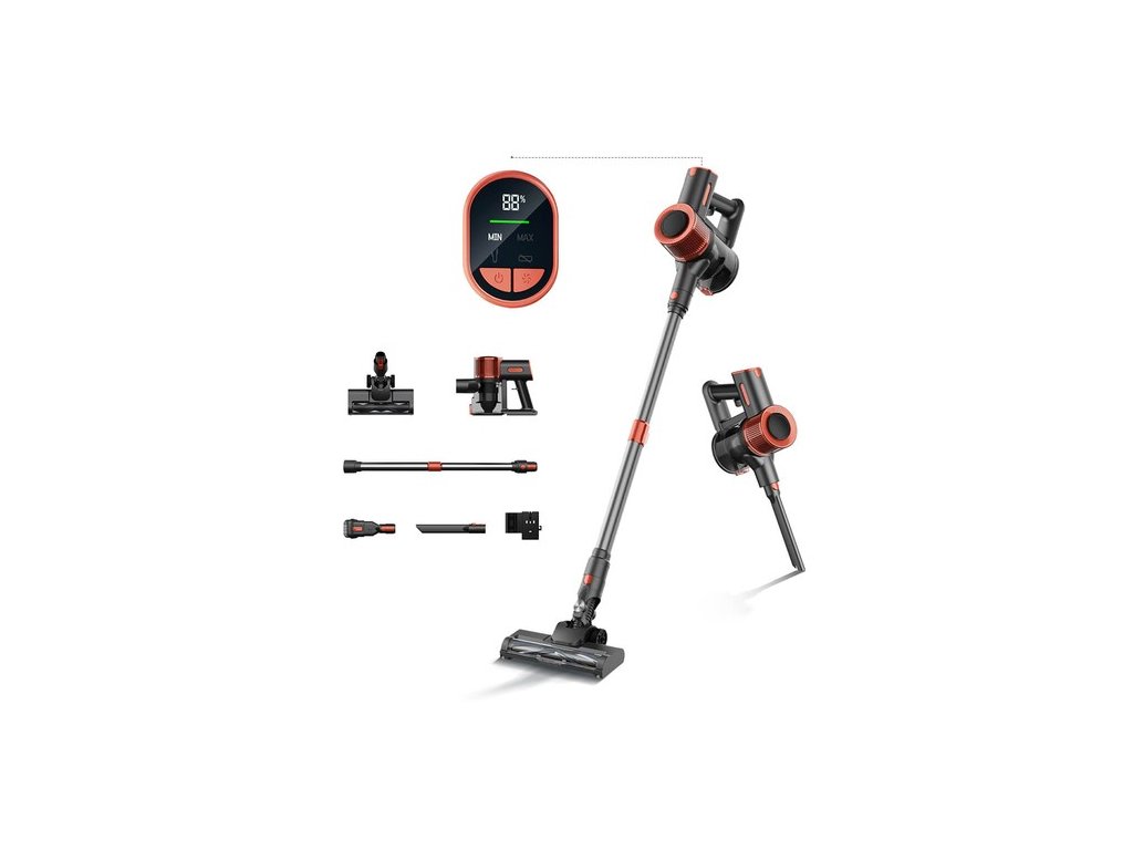 JIGOO C200 Cordless Vacuum Cleaner, 23000 Pa Wireless Vacuum Cleaner, 40mins Runtime, with 2 Work Modes & Anti-Tangle Brush for Carpet, Hard Floor and Pet Hair