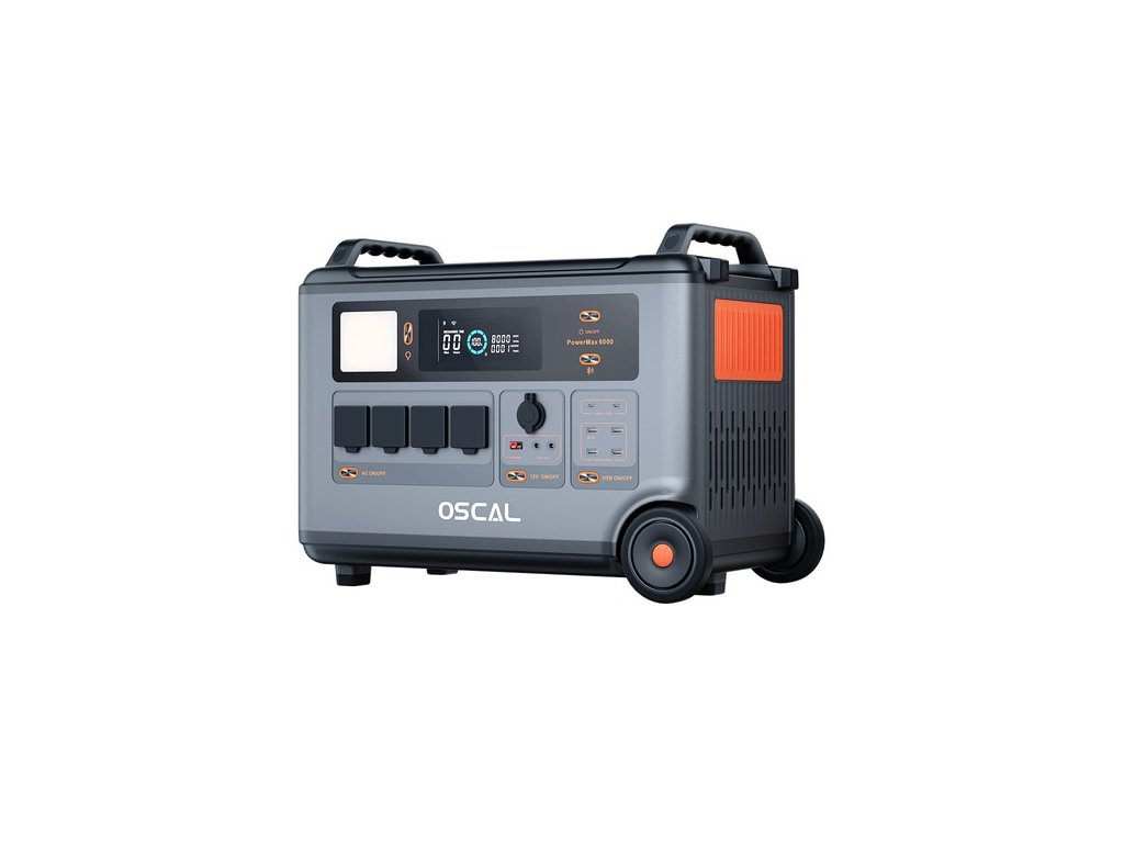Blackview Oscal PowerMax 6000 6000W Rugged Power Station, 3600Wh to 57600Wh LiFePO4 Battery, 14 Outlets, 120V/240V Dual Voltage Output, 3500+ Life Circle, Smart APP Control, 5 LED Light Modes, Morse Code Signal