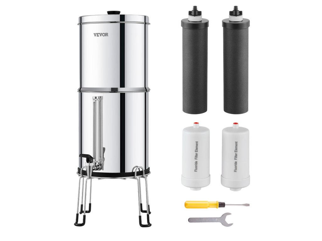 Gravitačný filter na vodu 2.25G 304 nerez, 2 akt. uhl., 2 defluor.