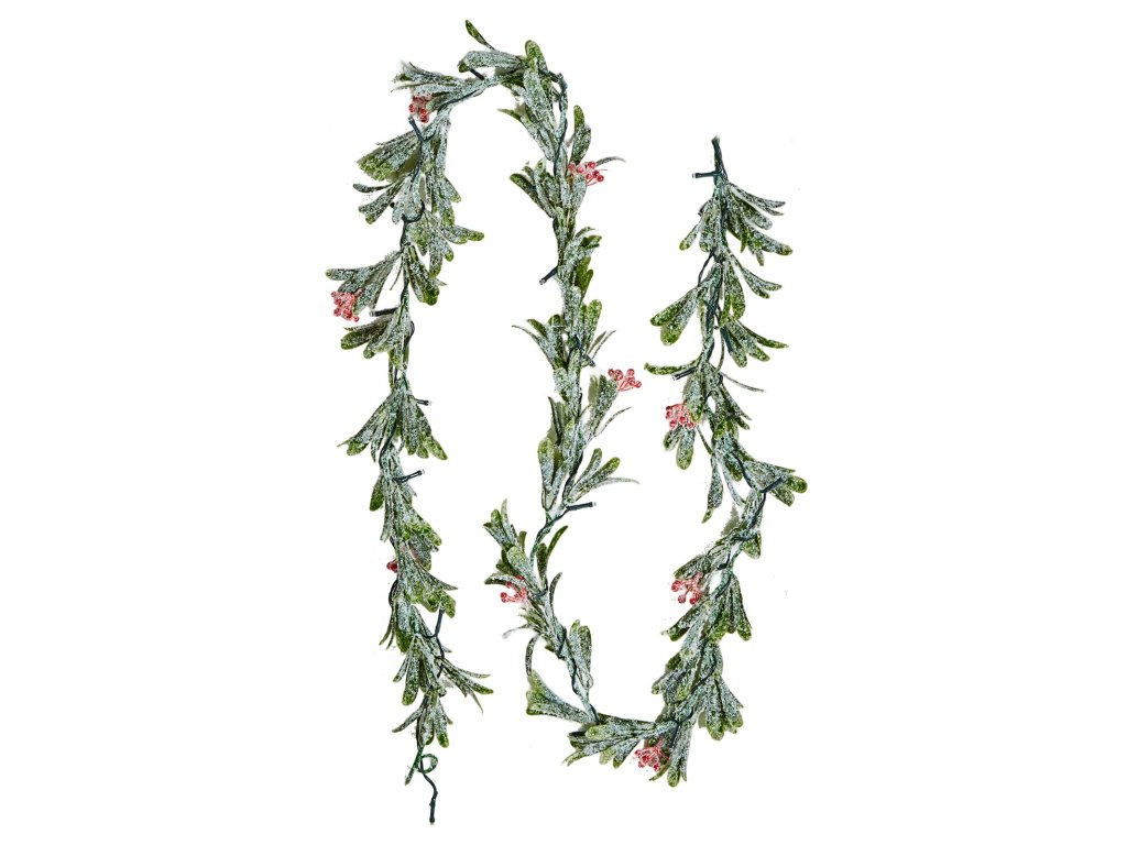 Vianočná girlanda 2011 mm umelé zelenie s olivovými listami a bobuľami