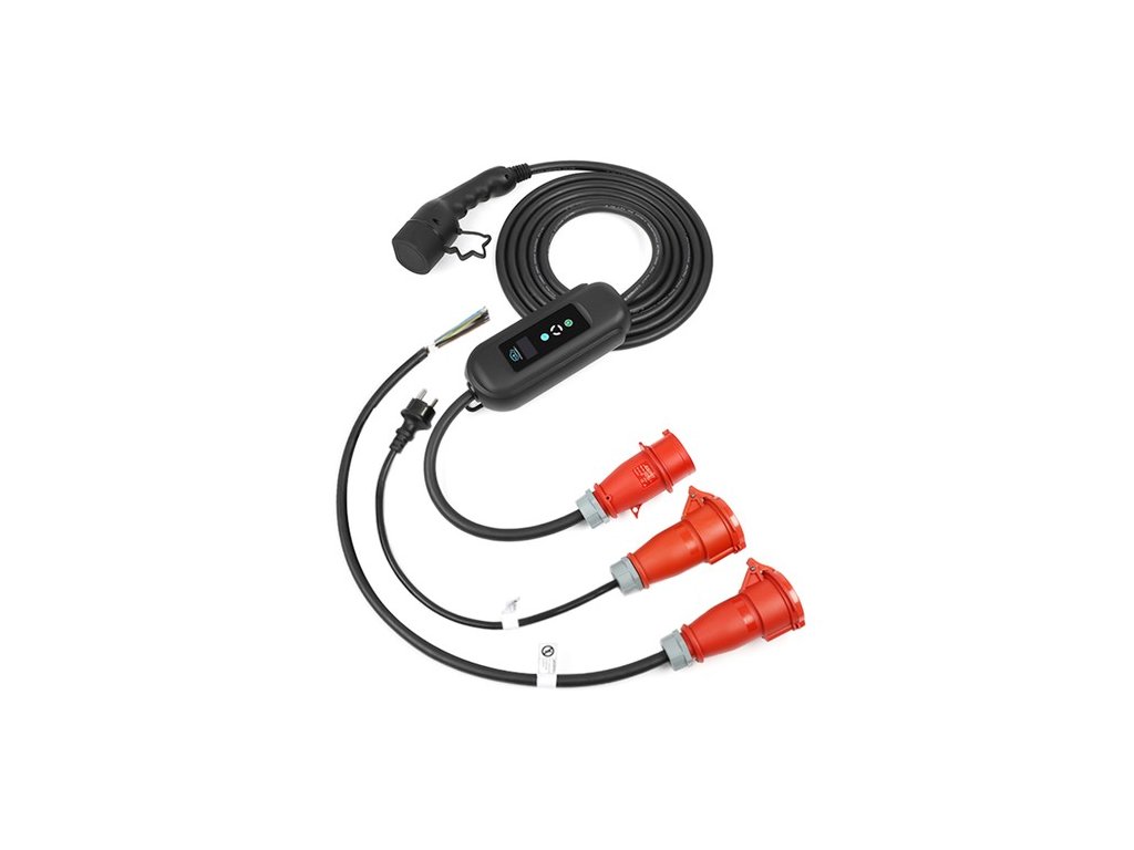 ANDAIIC EV Charger Electric Car Portable Charger Type 2 IEC62196 Mode 2 8/10/13/16A 3 Phase Current Adjustable 5m Cable with Plug Wire