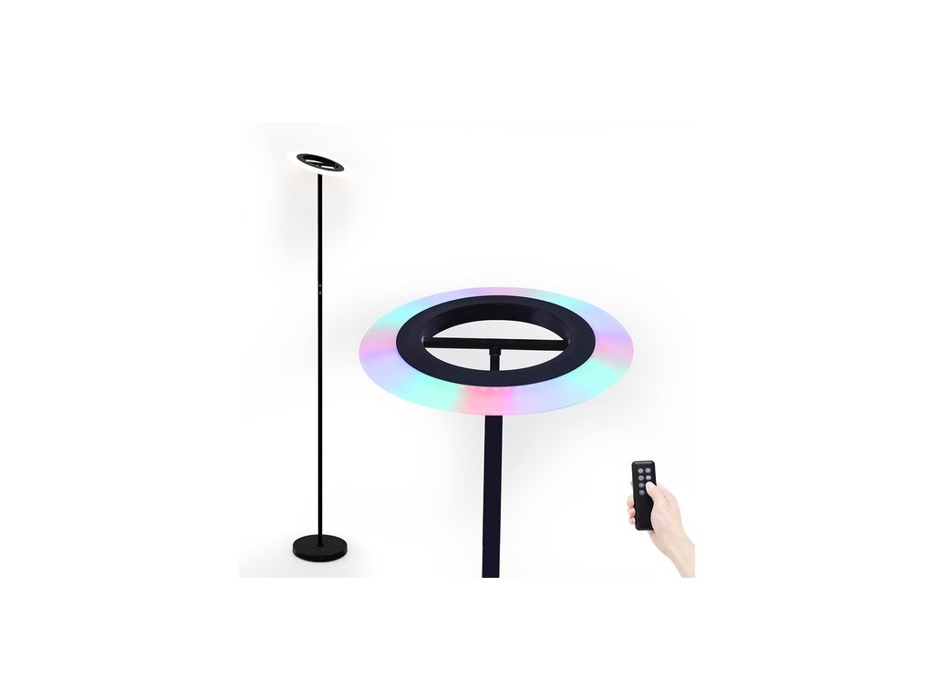 FIMEI MF18809 RGB LED Floor Lamp, 18 RGB Modes, 4 Color Temperatures, Remote Control, for Living Room, Bedroom, Office - Black