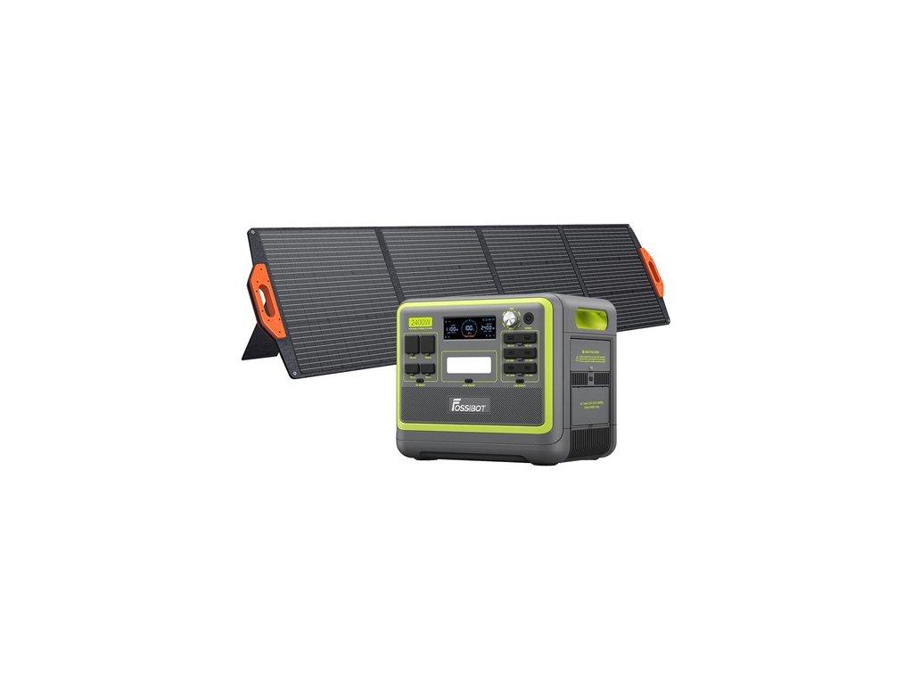 FOSSiBOT F2400 Portable Power Station + FOSSiBOT SP200 18V 200W Foldable Solar Panel, 2048Wh/640000mAh LiFePO4 Battery, 2400W(4600W Peak) Solar Generator, 3xAC RV Car USB Type-C QC3.0 PD DC5521 Pure Sine Wave Full Outlets, 1.5 Hours Fast Charging