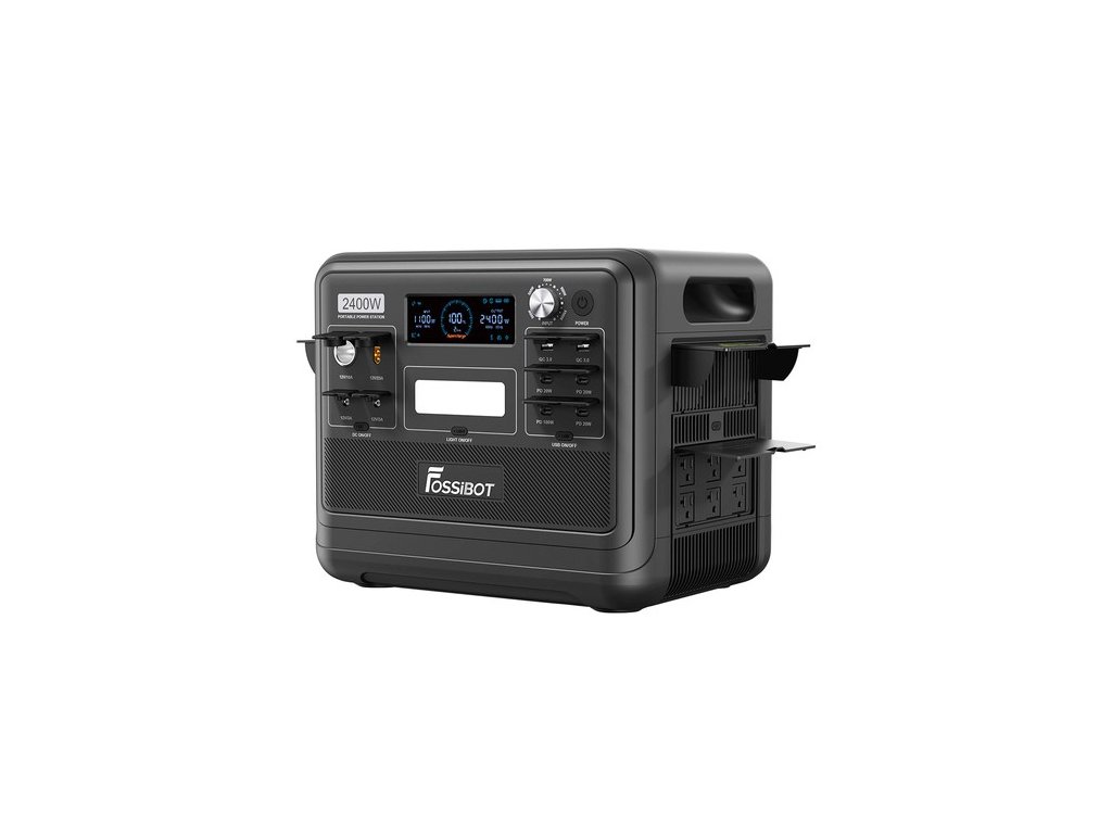 FOSSiBOT F2400 Portable Power Station, 2048Wh/640000mAh LiFePO4 Battery, 2400W(4600W Peak) Solar Generator, 3xAC RV Car USB Type-C QC3.0 PD DC5521 Pure Sine Wave Full Outlets, 1.5 Hours Fast Charging, MPPT Charge Controller BMS - Black