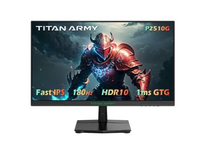 TITAN ARMY P2510G Gaming Monitor, 24.5'' 1920*1080 FAST IPS Screen, 180Hz Refresh Rate, HDR10, 99% sRGB, 1ms GTG, Adaptive Sync, Dynamic OD, Game Assist, 8 Scene Modes, Hardware Low Blue Light, Adjustable Tilt, VESA Mount, 1*HDMI2.0 1*DP1.4 1* Audio