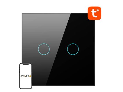 Avatto TS02-EU-B2 2-utas WiFi intelligens fénykapcsoló (fekete)