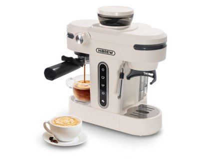 HiBREW H14 Espresso Coffee Machine, 20 Bar High Pressure, 15-gear Grinder Setting, Pre-brew Function, NTC Temperature Control, Cup Capacity Setting - Beige