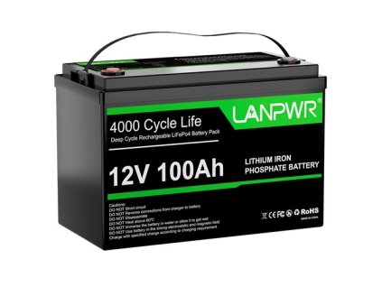 LANPWR 12V 100Ah LiFePO4 Battery Pack, 1280Wh Energy, with 4000+ Deep Cycles & Built-In 100A BMS, Non-Bluetooth