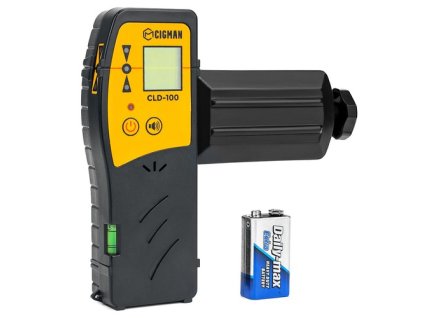 CIGMAN CLD-100 Laser Receiver, 3 Side Indicator Lights, 50M/164ft Working Distance, 10min Auto Shut-off, Suits for Red & Green Beam, Adjustable Beeper, with Rod Clamp and 9V Battery