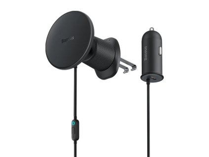 130146 magneticky drziak telefonu do auta baseus cw01 do ventilacnej mriezky s nabijackou do auta usb c 15w 25w cierny