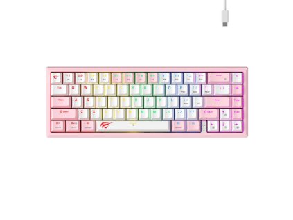 Havit KB874L RGB mechanikus játékbillentyűzet (rózsaszín és fehér)
