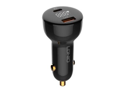 LDNIO C101 autós töltő, USB + USB-C, 100 W + USB-C - USB-C kábel (fekete)