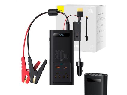 Baseus 300 W-os teljesítményinverter (24 V CN/EU) (fekete)