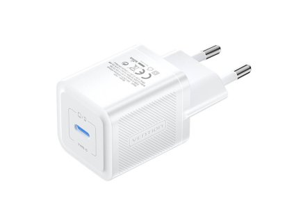 Fali töltő, Vention, FEPW0-EU, USB-C, 20W, GaN (fehér)