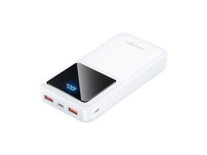 Powerbank, Vention, FHLW0, 20000mAh, Micro-USB, USB-C, 2xUSB-A, 22,5W (biela)