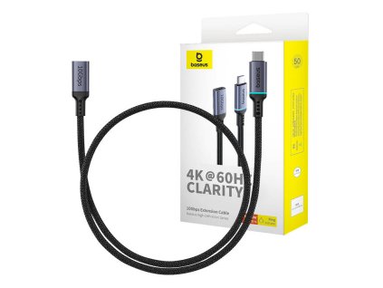 Baseus nagy felbontású USB-C dugasz-alj 10 Gbps hosszabbítókábel, 0,5 m (fekete)