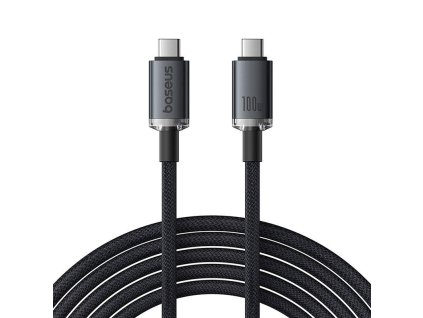 Baseus Crystal Shine USB-C – USB-C 100 W-os gyorstöltőkábel, 1,5 m, 20 GB (fekete)
