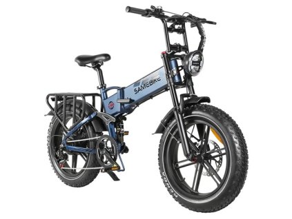 SAMEBIKE RS-A02 Electric Bike, Folding Off Road E-bike, 20*4.0 inch Fat Tire 48V 17Ah Battery 1200W Motor 45km/h Max Speed 120km Max Range Shimano 7 Speed Hydraulic Disc Brakes - Blue