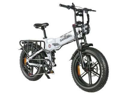 SAMEBIKE RS-A02 Electric Bike, Folding Off Road E-bike, 20*4.0 inch Fat Tire 48V 17Ah Battery 1200W Motor 45km/h Max Speed 120km Max Range Shimano 7 Speed Hydraulic Disc Brakes - White