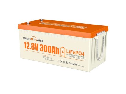 SUNHOOPOWER 12V 300Ah LiFePO4 Battery, 3840Wh Energy, Built-in 200A BMS, Max.2560W Load Power, Max. 200A Charge/Discharge, IP68 Waterproof