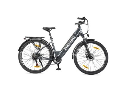 Touroll J1 ST 27.5 inch Trekking Bike with 250W Motor, 36V 15.6Ah Battery, Max 100km Range, 1.8" LCD Display Shimano 7-Speed Disc Brake - Black