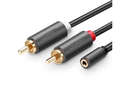 113547 ugreen av102 2x rca kabel cinch jack 3 5 mm 1 m cierny