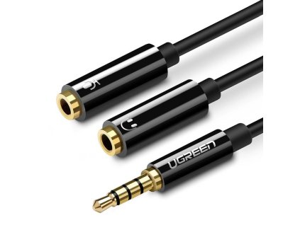 113553 ugreen av141 3 5 mm samec na dvojity 3 5 mm samec sluchadlovej supravy cierny