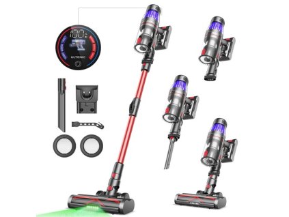 Ultenic U16 Flex Cordless Vacuum Cleaner, 45000Pa Suction, 60mins Runtime, GreenEye Technology, Folding Tube, Anti-Tangle Brush for Carpets, Animal Hair and Hard Floor
