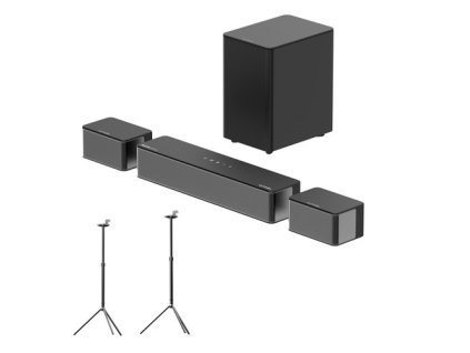 Ultimea Poseidon D60 5.1 Soundbar + 1 Pair * Steady 300 Speaker Stands, Dolby Atmos 5.1, Adjustable Surround Level, Multiple Modes