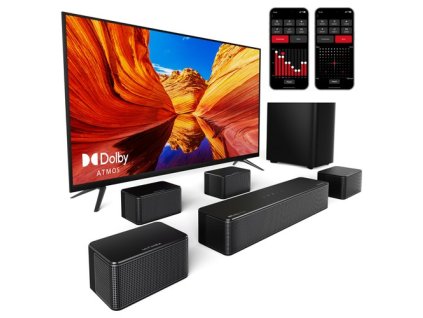 ULTIMEA Poseidon D80 7.1 Channel Soundbar Subwoofer Speaker Kit, Dolby Atmos, 460W Peak Power, APP Control, 10 Bands Equalizer Settings, 121 Preset EQ Matrices, Bluetooth 5.3