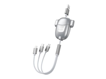 113058 usb kabel dudao l8pro 3 v 1 usb c lightning micro 3a 1 1 m strieborny